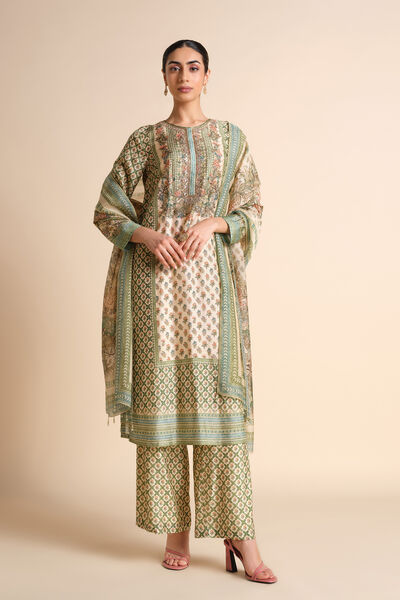Moira Silk Suit Set - Ivory